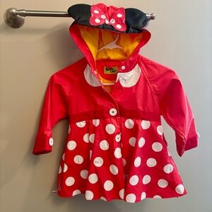 Western Chief Disney Minnie Mouse Raincoat Girls 3T Red White Polka Dot Jacket
